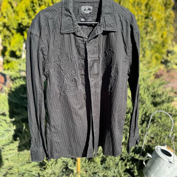 Mens XXL MARC ECKO BLACK LONG SLEEVED BUTTON UP SHIRT - Picture 3 of 8
